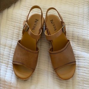 NIB Korks brown leather wedge sandal